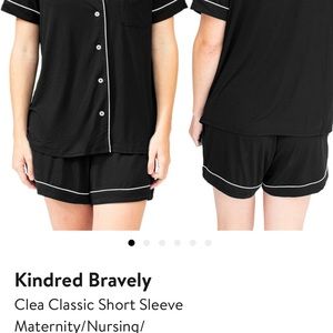 Kindred bravely bamboo Clea classic short-sleeve pajama set, black, size M